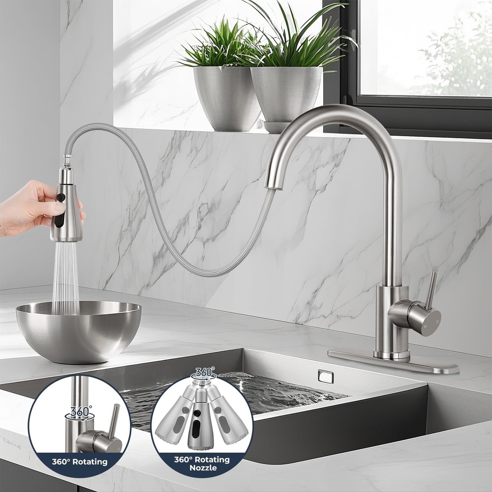 Kitchen Faucet with Pull Down Sprayer,Kitchen Sink Faucet with Sprayer and De...