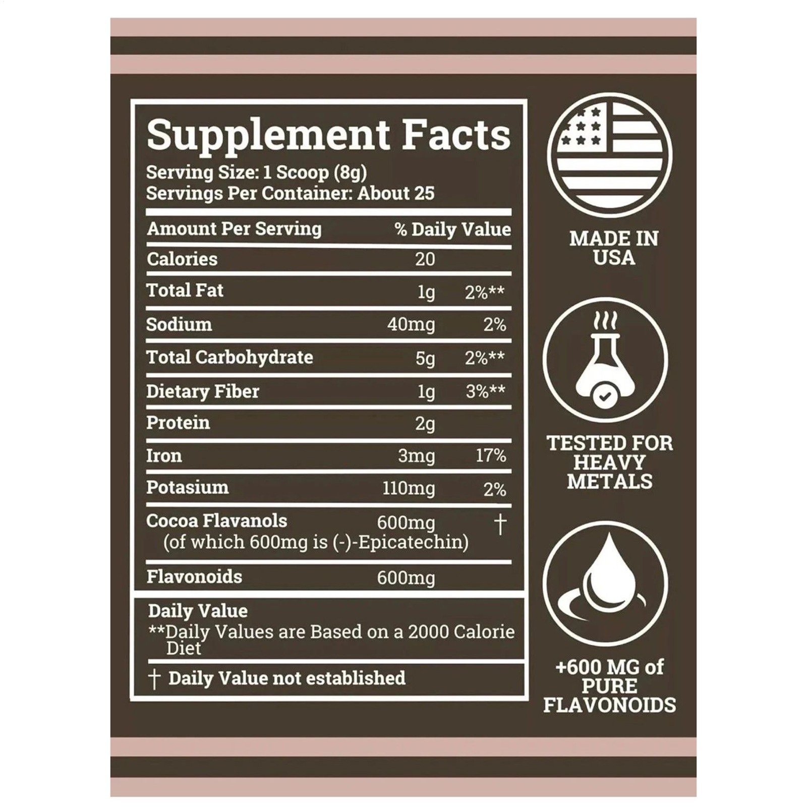 Black Forest High Flavanol Cocoa Powder and Flavonoids Supplements 1200mg