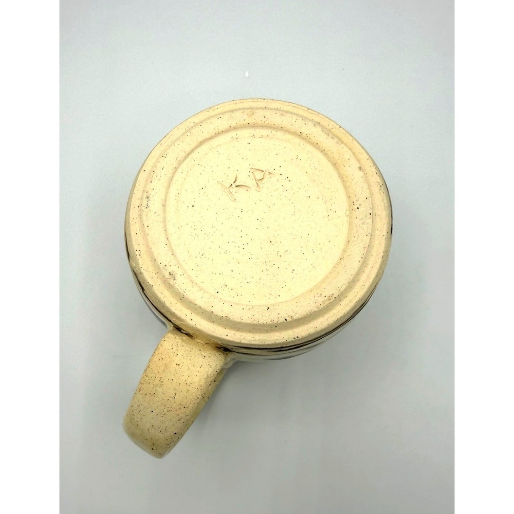 ☕ Handmade Studio Pottery Mug – Wheel-Thrown Ceramic - Signed KA