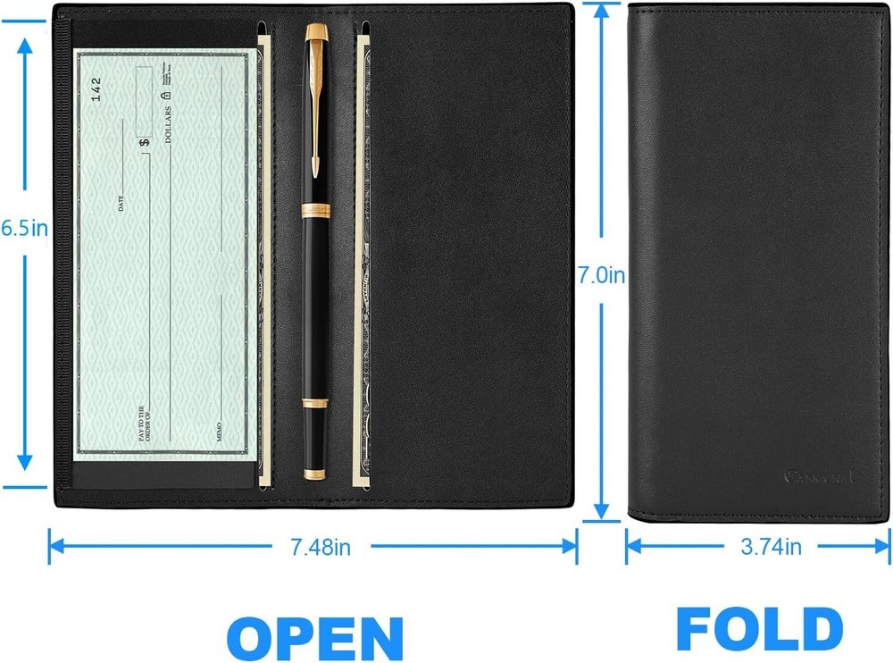 Leather RFID Blocking Checkbook Cover - Elegant Design for Daily Use