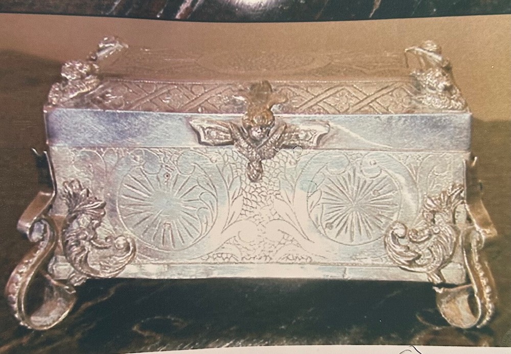 Antique Silver Ecclesiastical Key Box with Cast Cherubs — Excellent Condition