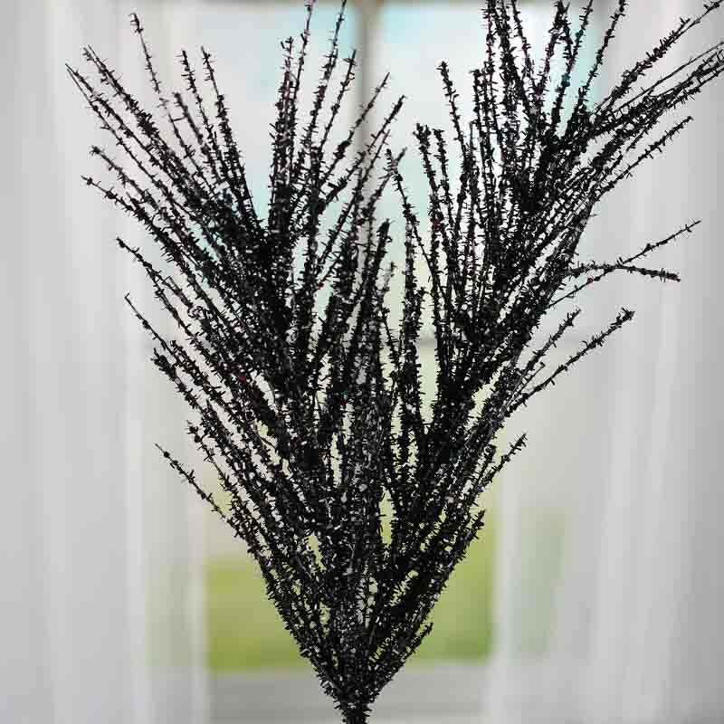 Black Glittered Artificial Tinsel Pine Picks