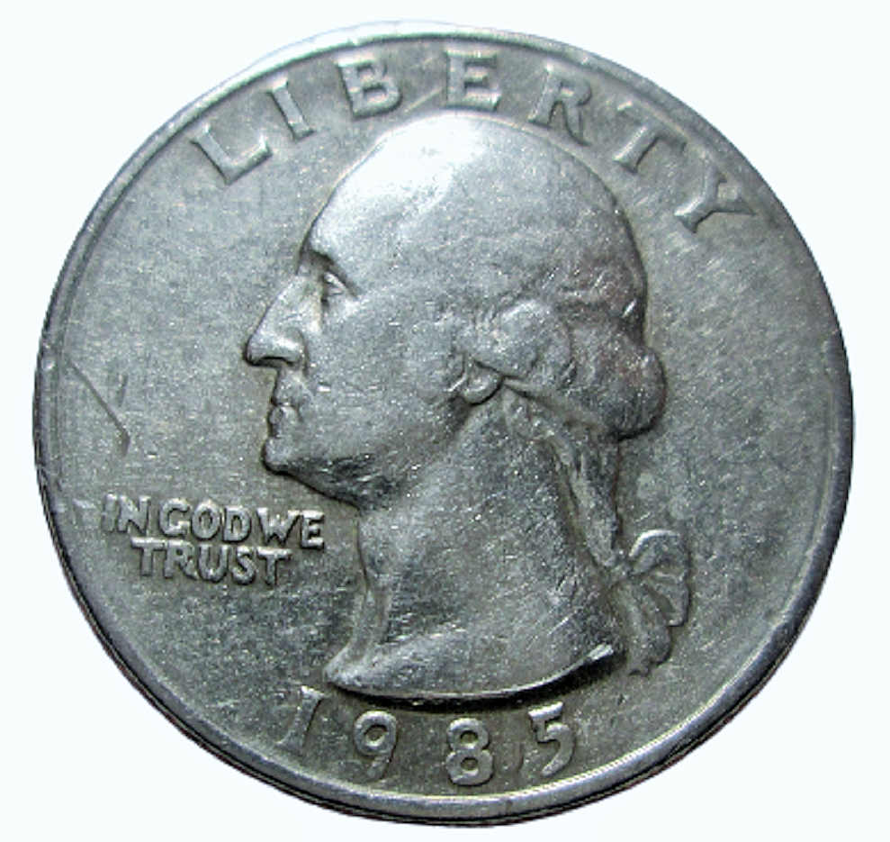 US VINTAGE WASHINGTON 1985 QUARTER-NO MINT MARK- UNIQUE ERROR