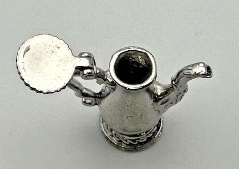 CW MINIATURE STERLING SILVER LIDDED COFFEE / TEA POT - SCROLL HANDLE - TOP OPENS