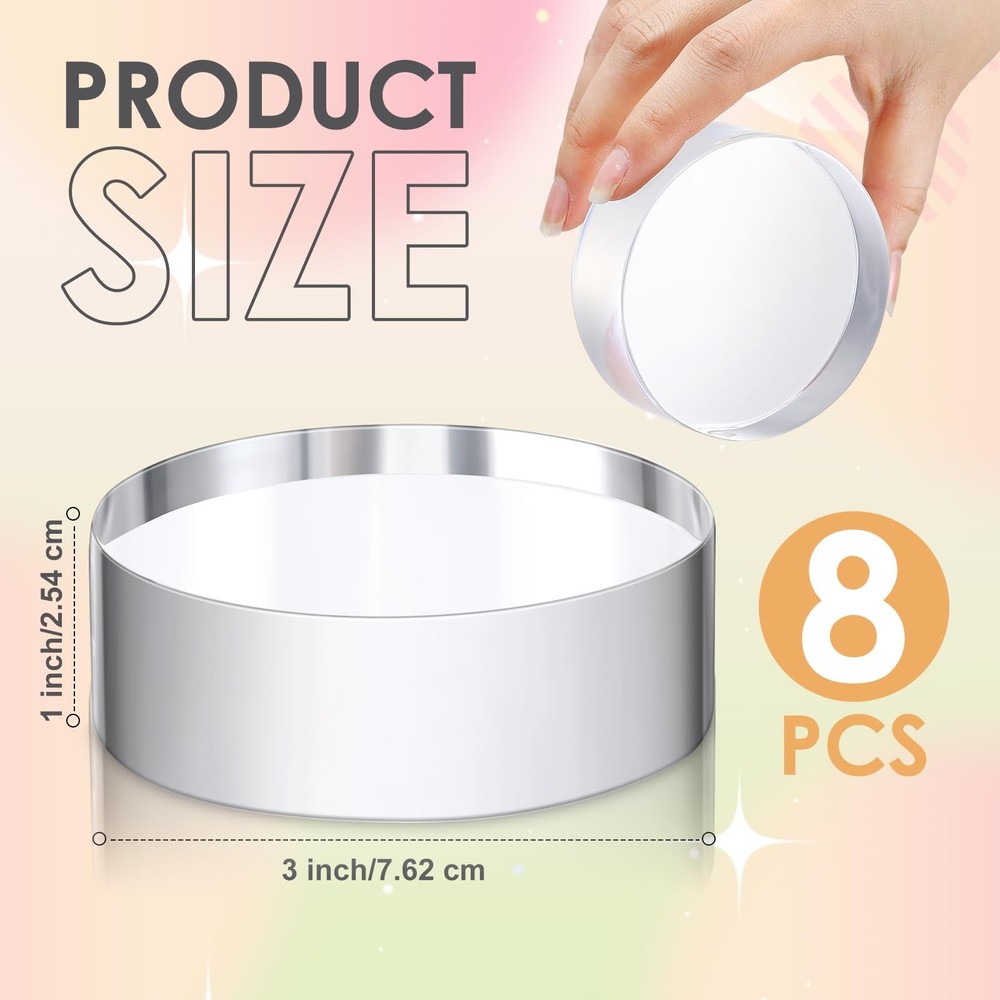 Acrylic Display Blocks - 8 Pcs Clear Polished Risers for Cosmetics