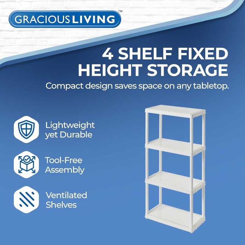 4 Shelf Fixed Height Solid Light Duty Storage Unit 12 x 24 x 48 for Home