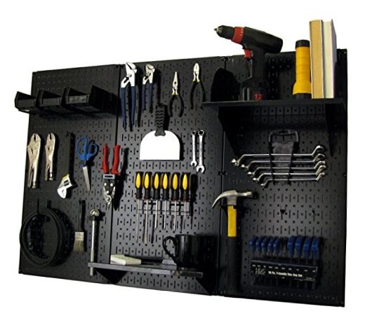 Pegboard Organizer 4 ft. Metal Pegboard Standard Tool Kit with Storage Black