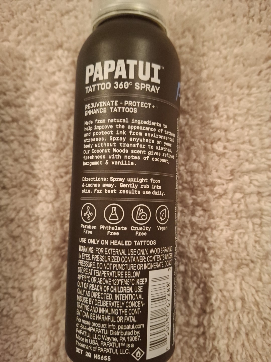 Papatui Men's Enhancing Tattoo 360 Degree Spray, Coconut Woods, 4 oz X2