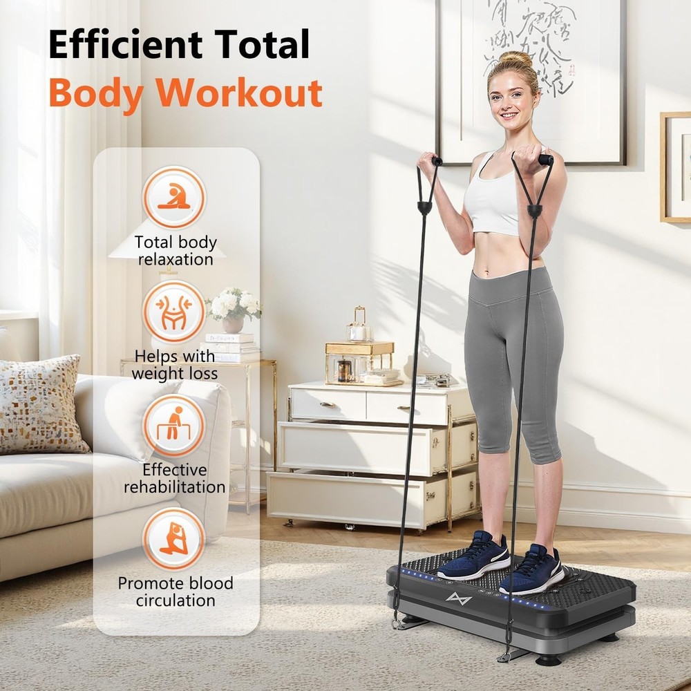 High-Performance Vibration Exercise Platform with Resistance Bands & LED Display