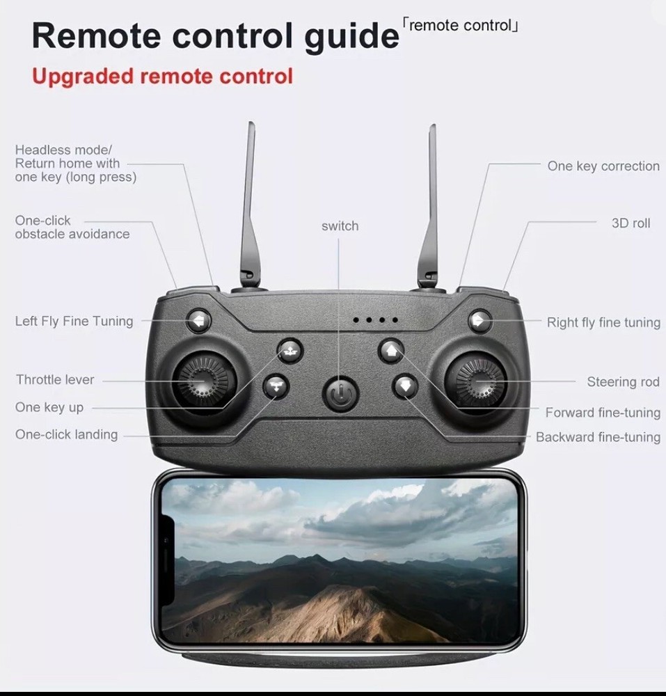 Drone Remote Control with 4K Dual Camera WiFi Foldable Quadcopter