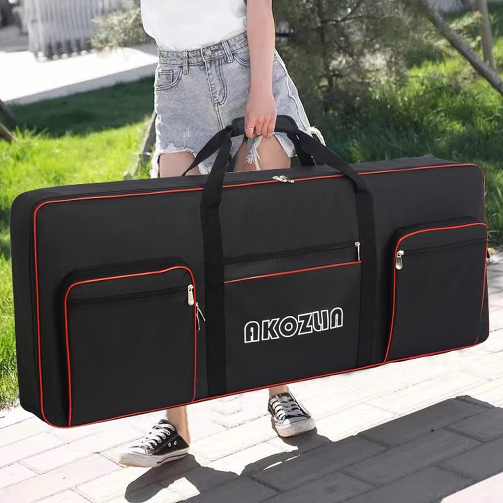 Durable 61 Key Soft Keyboard Case with Adjustable Straps and Accessory Storage