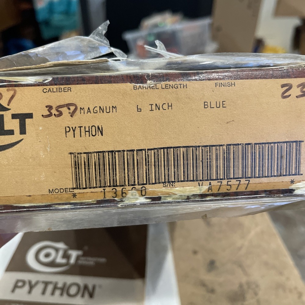 Original 1970's Colt Python Box, Styrofoam, Papers and Manual, 6" Blue Magnum