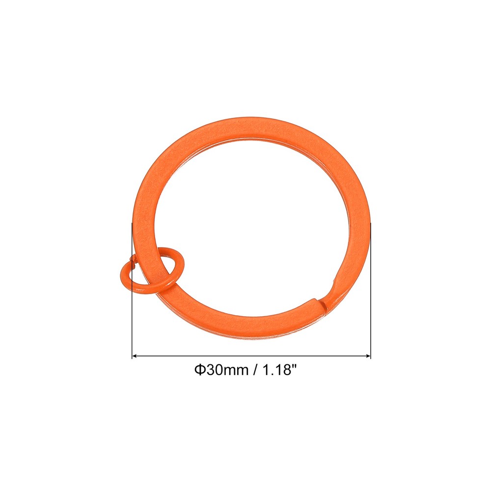 Split Keychain Rings 10Pcs Round Flat Key Holder with Open Jump Ring, Orange