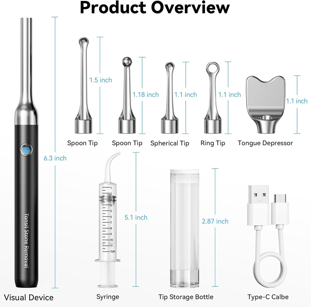 2025 Upgraded Tonsil Stone Remover with Camera, Visual Tonsil Stone Removal Kit