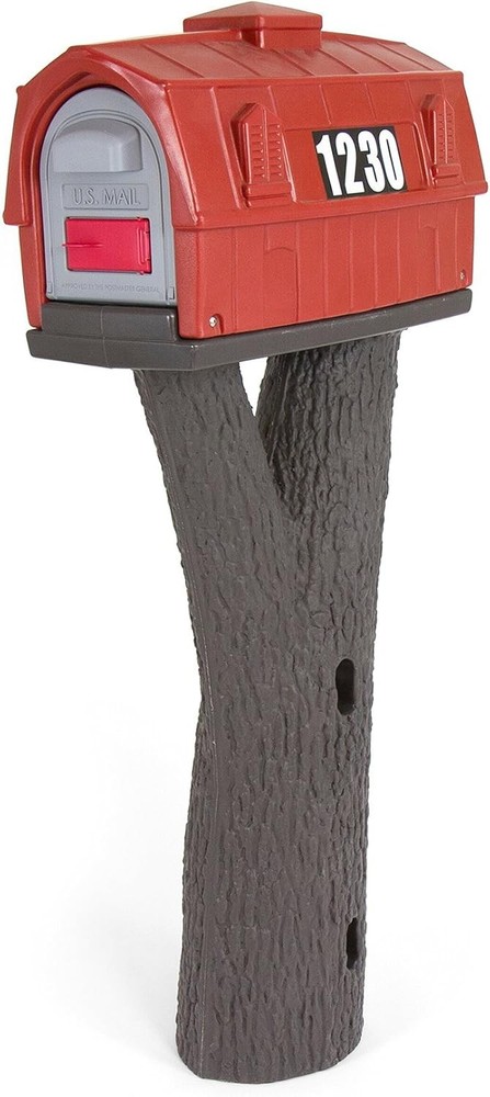 Rustic Barn Plastic Mailbox & Post Mount Combo Kit with 2 Access Doors