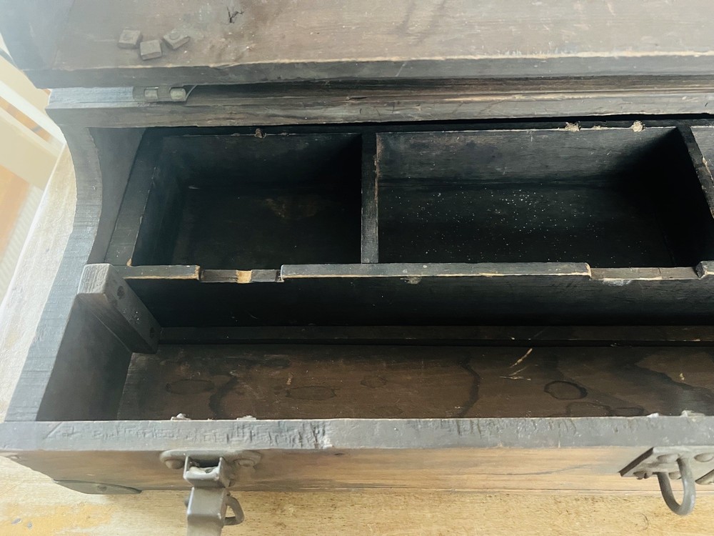 Unique Antique Handmade Solid Wood Utility Tool Box - 30”x11”x6”