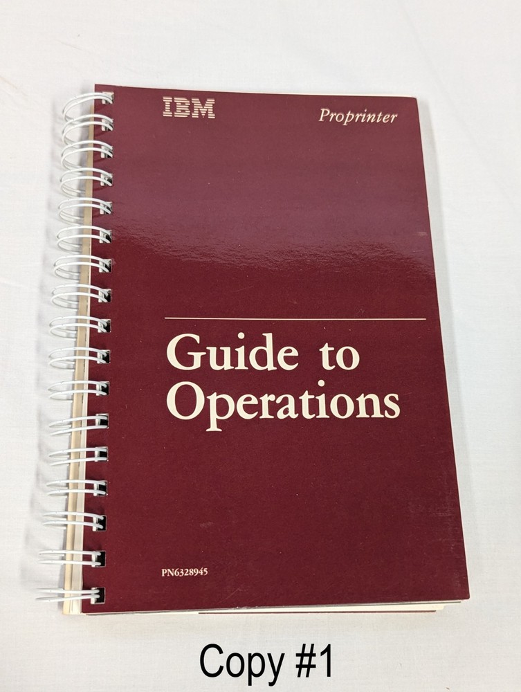 Vintage 1985 IBM - Guide to Operations - Proprinter - PN6328945