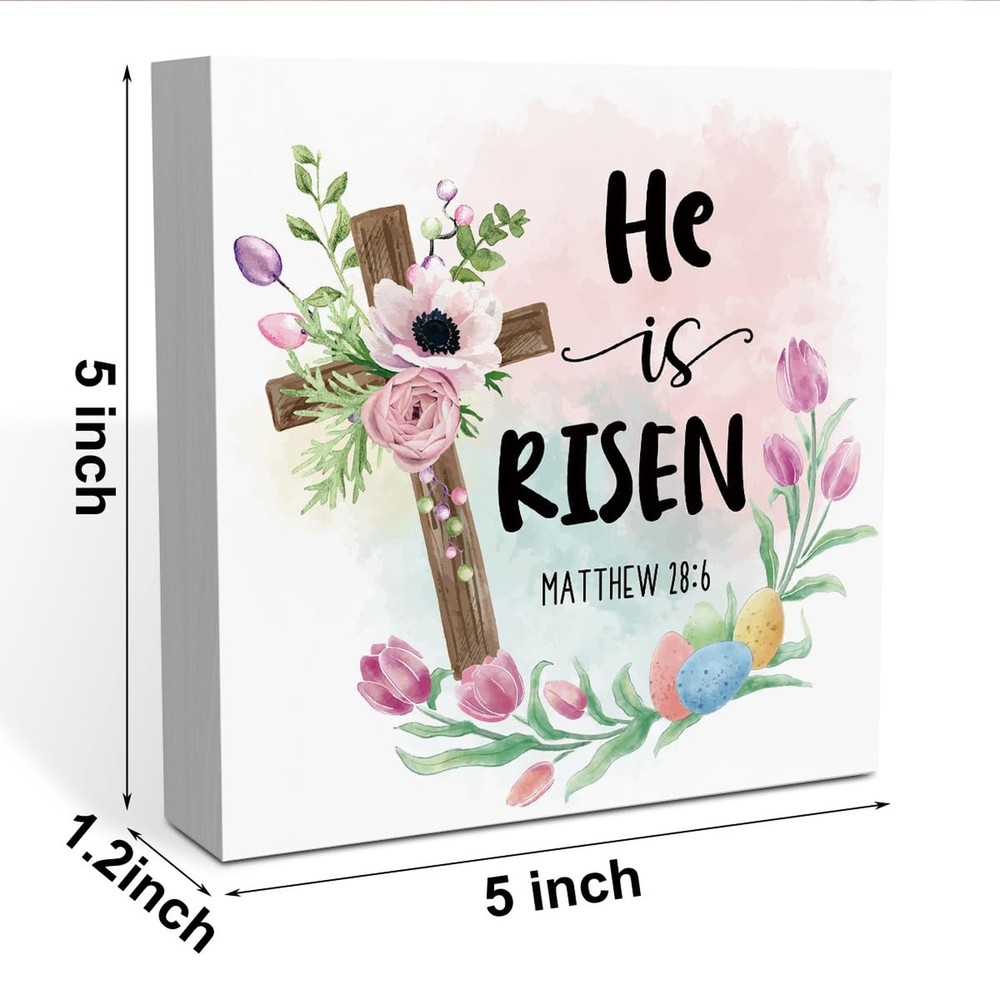 He Is Risen Easter Decor Religious Easter Decorations for Home Office Desk Fa...