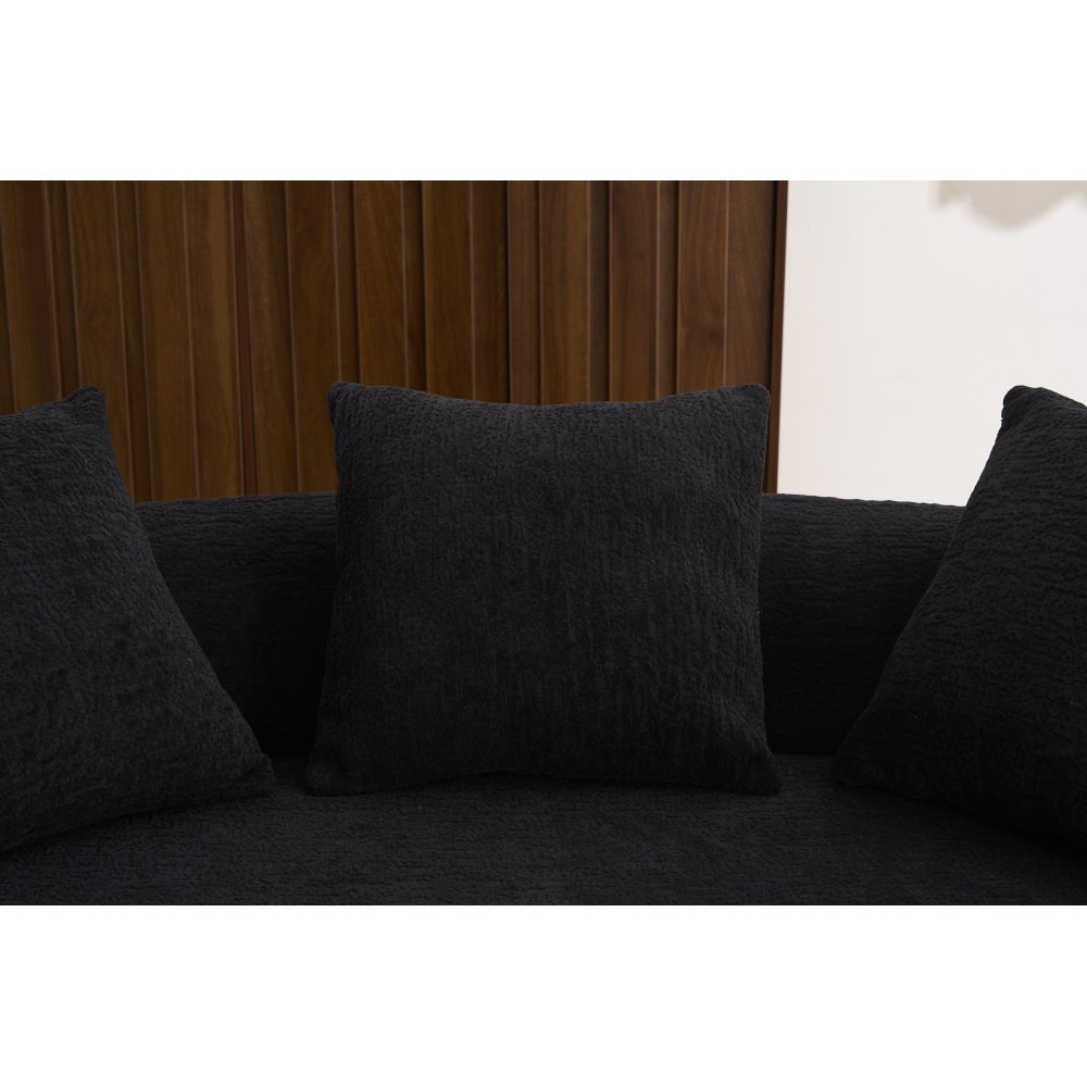 Small Loveseat Sofa 65\" L for Small Spaces w/ Chenille & Compressed Foam