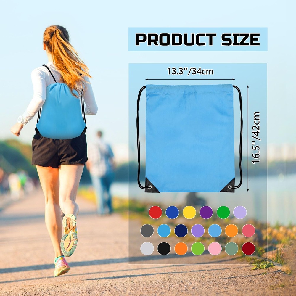 Grneric Drawstring Backpack Bulk 6 PCS, 16.5" x 13.3", Multicolor