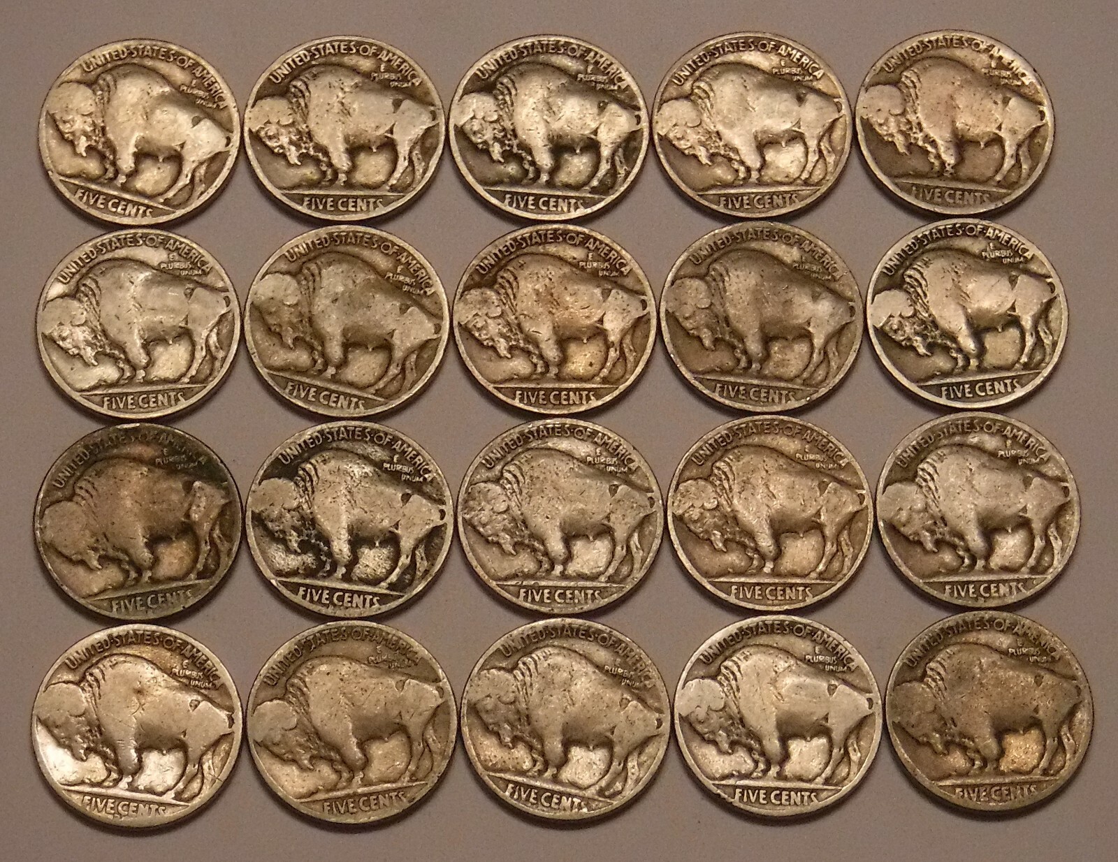 Half Roll of Readable Date Buffalo Nickels--20 Coins in All!!