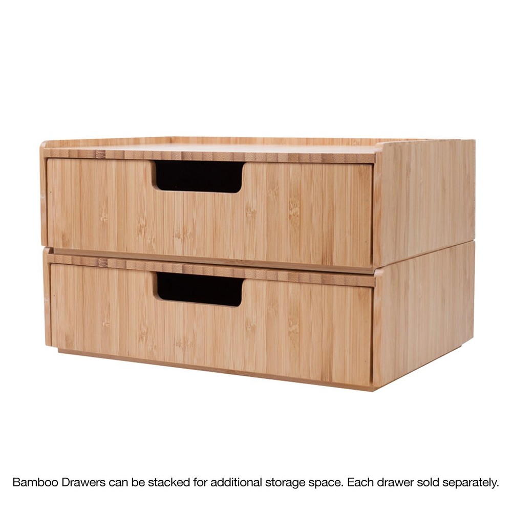 Bamboo Drawer, Stackable Storage Solution for office products pens, pencils, ...
