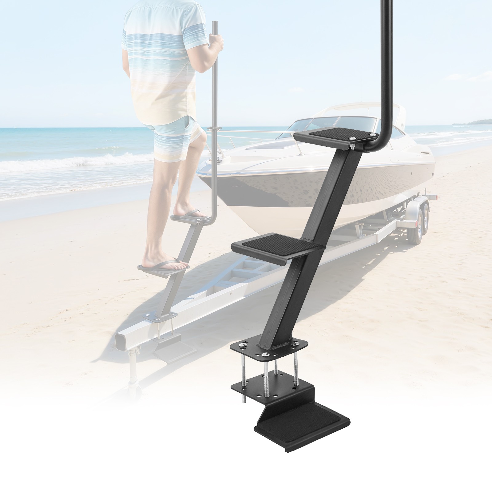 VEVOR Boat Trailer Steps Heavy Duty Boat Steps with Handle 3 Step Bottom Mount