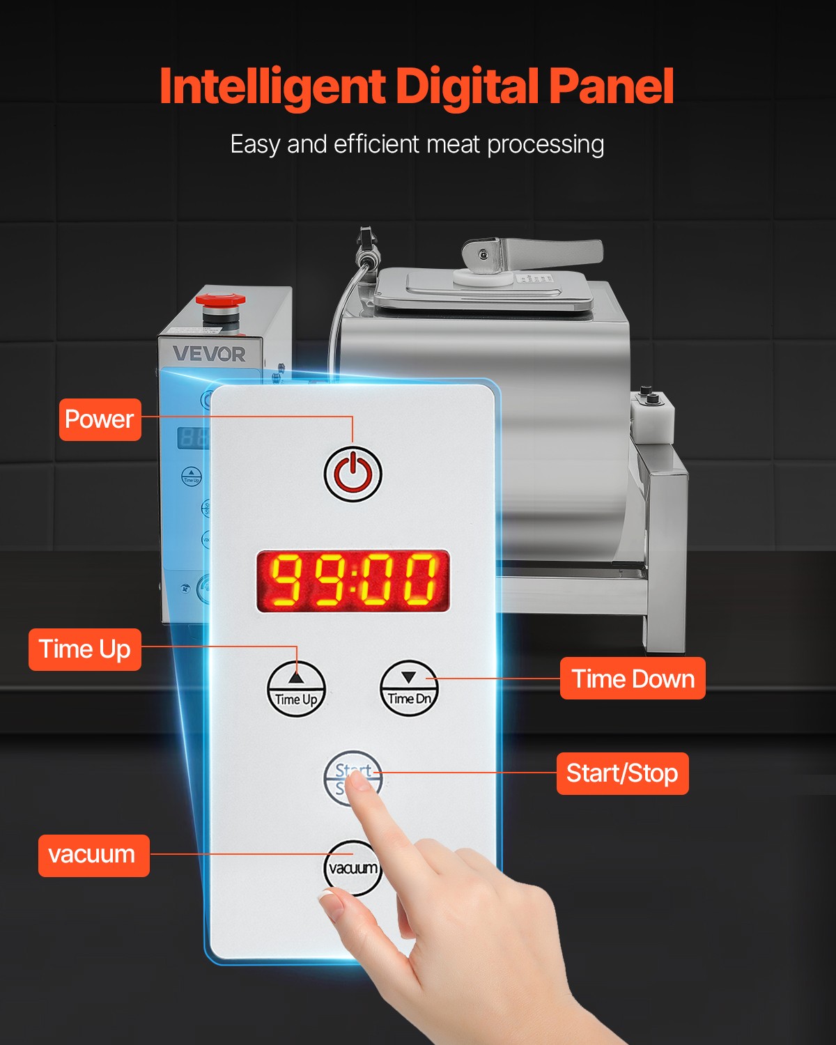 VEVOR Vacuum Meat Tumbler Marinator Machine 10L for Chicken Steak Fish Stainless