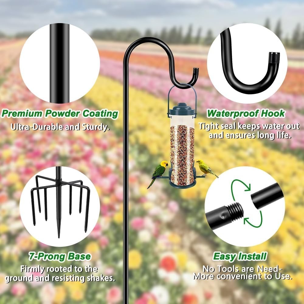72-Inch Adjustable Garden Hooks - Heavy Duty, Rust Resistant, 2 Pack