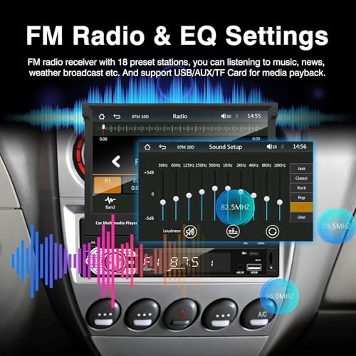 Type-C&USB Single-Din-Carplay& Android-Auto 1-Din Flip Touch Screen Car Stereo