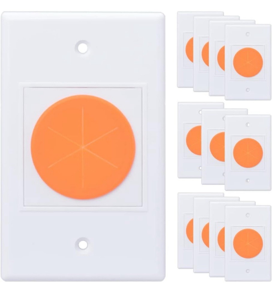 12 Pack Cable Pass Through Wall Plate Round Silicone with Mounting Bracket