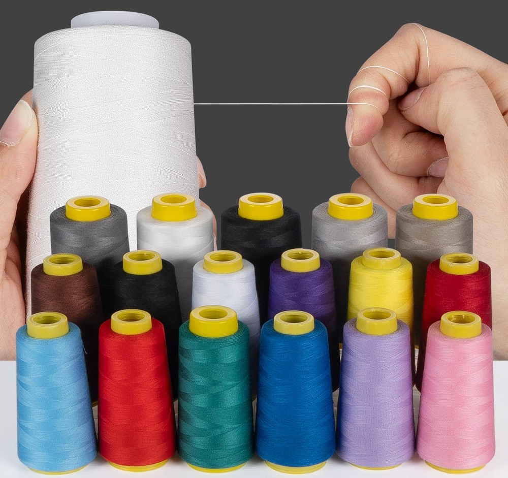 Serger Thread 4 Cones Threads of 3000 Yards Each Spool All Purpose Thread for...