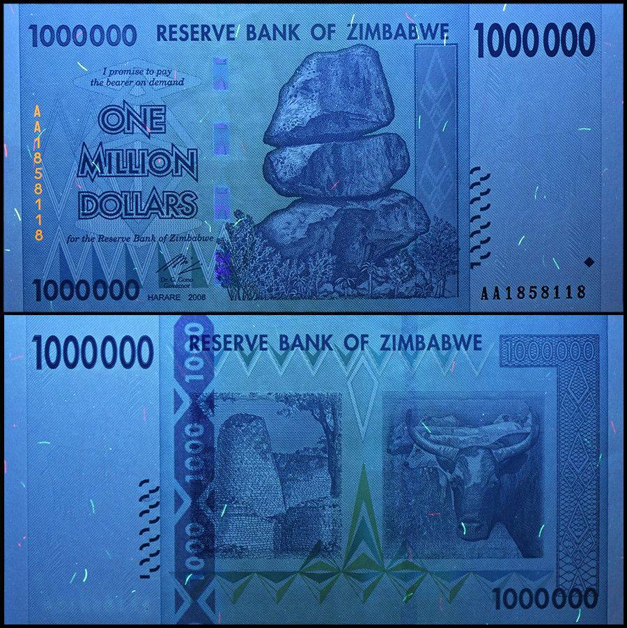 Zimbabwe 1 Million Dollars, 2008, P-77, Used