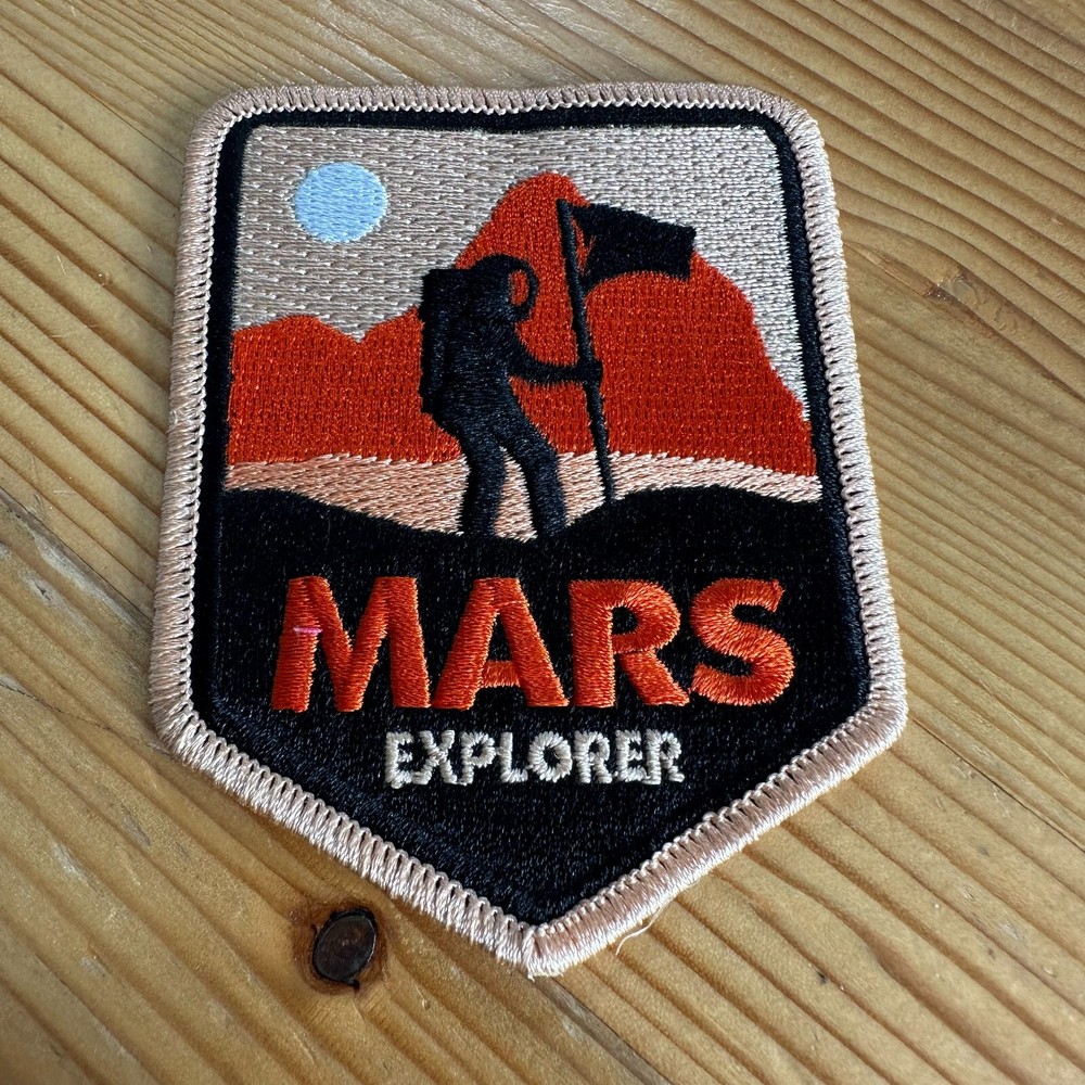 MARS EXPLORER - SPACE PATCH - 3” X 3” astronaut w flag on Mars