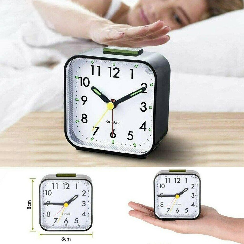New Simple Alarm Clock Small Alarm Clock Square Small Bedside Clock Black