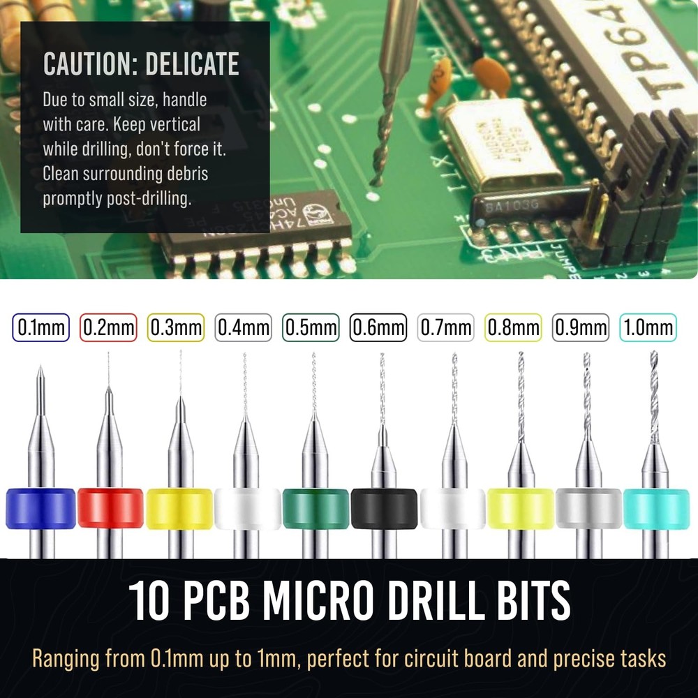 Micro Drill Bits Set with Pin Vise | Small Hand - Blue
