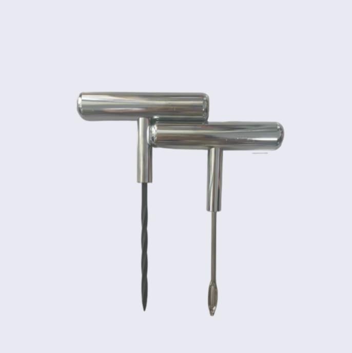 Auto Stainless Steel Solid T-Handle Set - Pro Heavy Duty Spiral Probe & Split