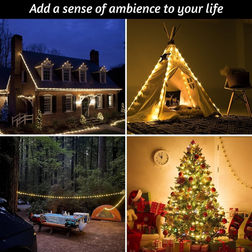 Camping String Lights, 32.8ft Portable Outdoor String Lights with 8 Lighting ...