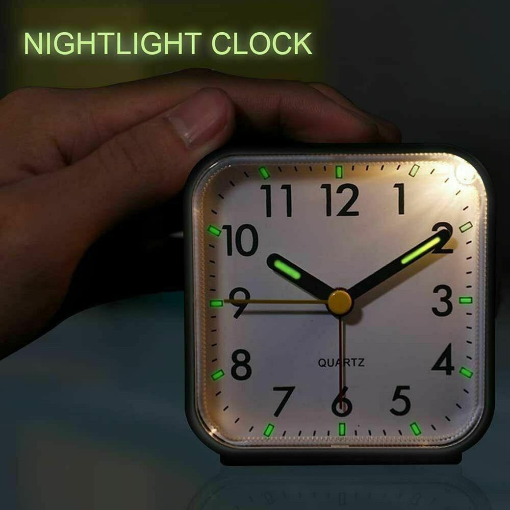 New Simple Alarm Clock Small Alarm Clock Square Small Bedside Clock Black