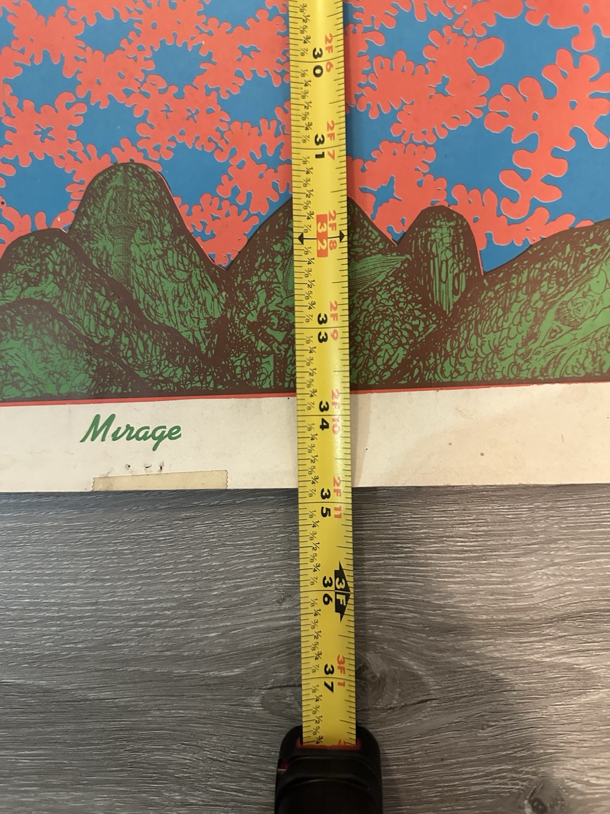 Rare Psychedelic Art Poster MIRAGE by Satty 3x35" 1967 Vintage San Francisco