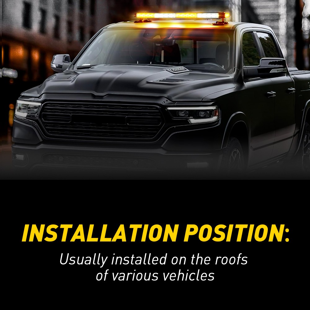 Flashing LED Lights Emergency Bar Rooftop Double Side Strobe Warning White Amber