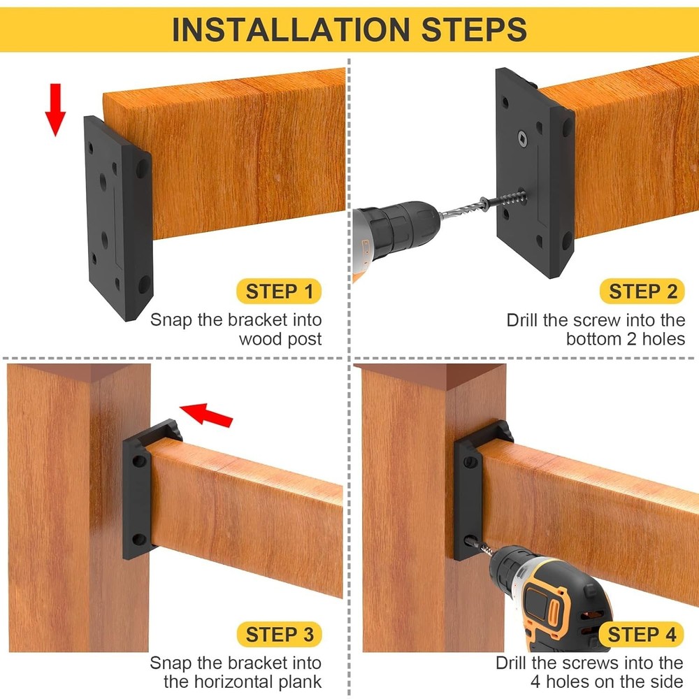 Deck Railing Bracket Connectors, 2x4 Brackets for Railing Wood Lumber Post, 2...