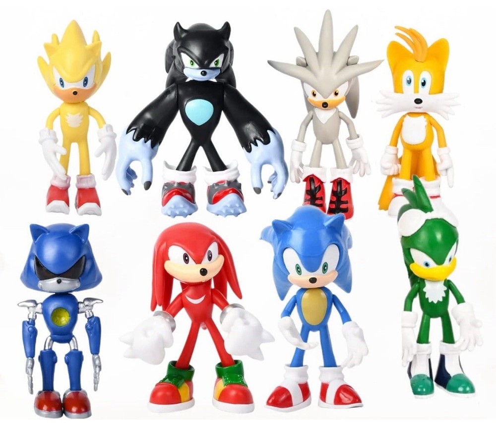 Bammy Sonic Action Figures Toys,4.72'' Sonic Hedgehog 8 PACK