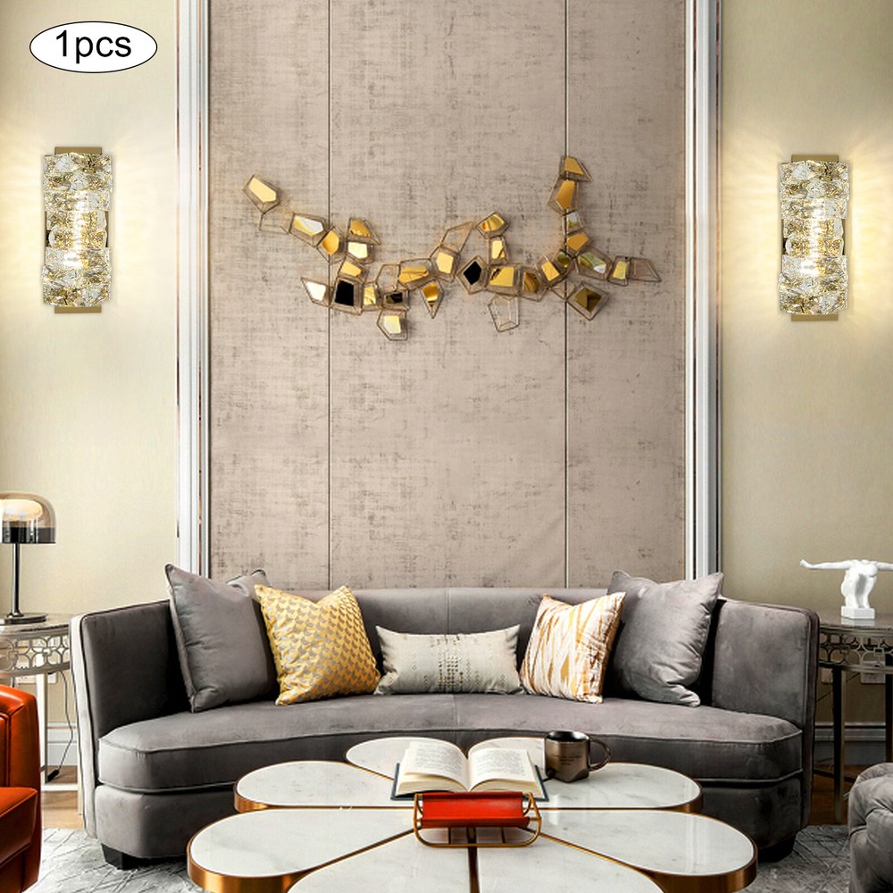 Modern Golden Crystal Wall Lamp with Adjustable LED Light Source