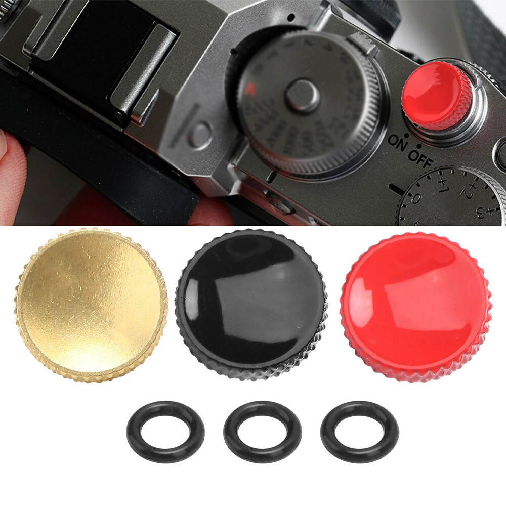 2 Pcs Brass Concave Shutter Release Button Rubber Ring for Fujifilm Leica Nikon