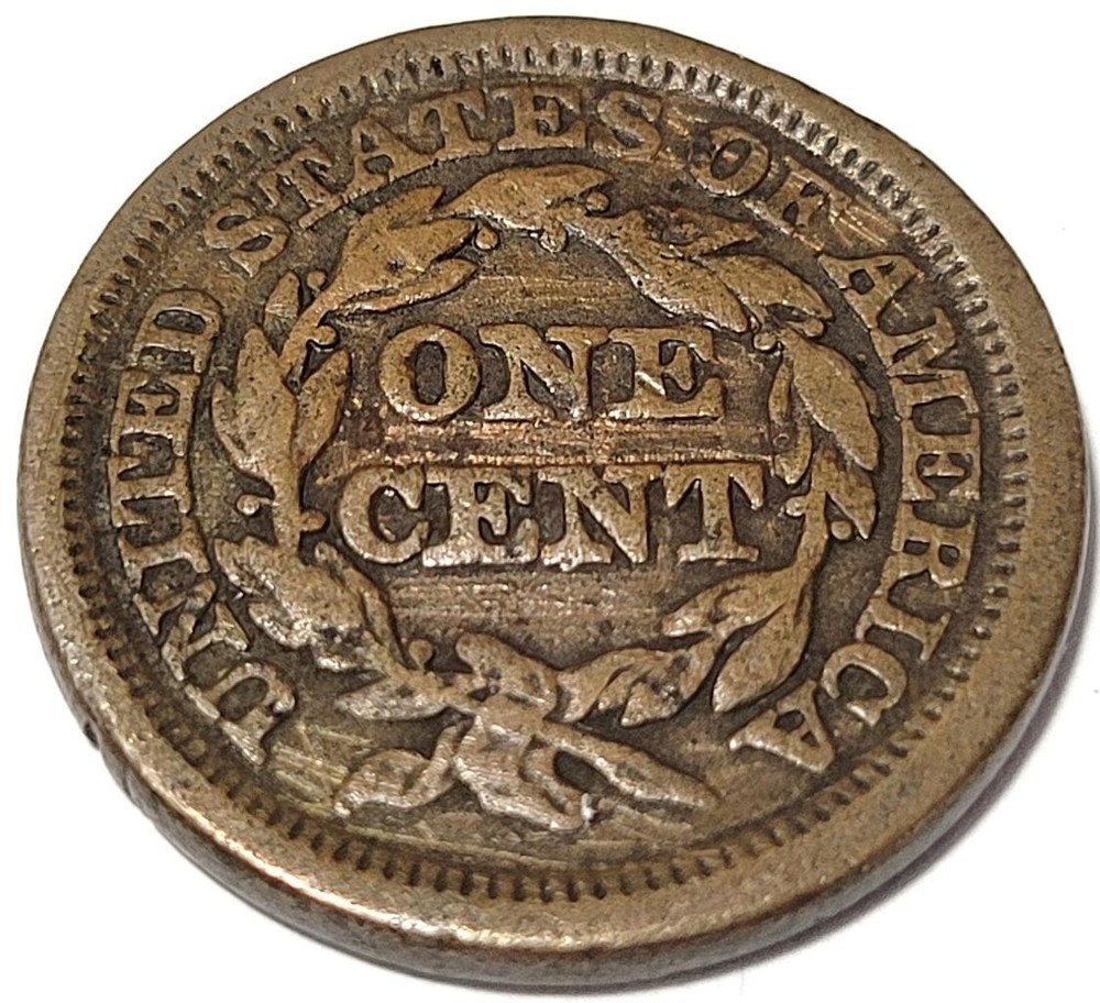 1848 LARGE ONE CENT COIN, VF DETAILS