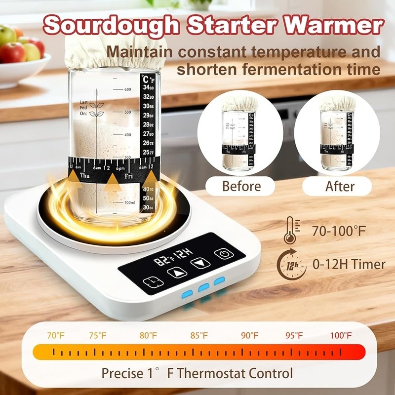 Complete Sourdough Bread Baking Kit W/ Proofing Baskets Starter Warmer Tools New
