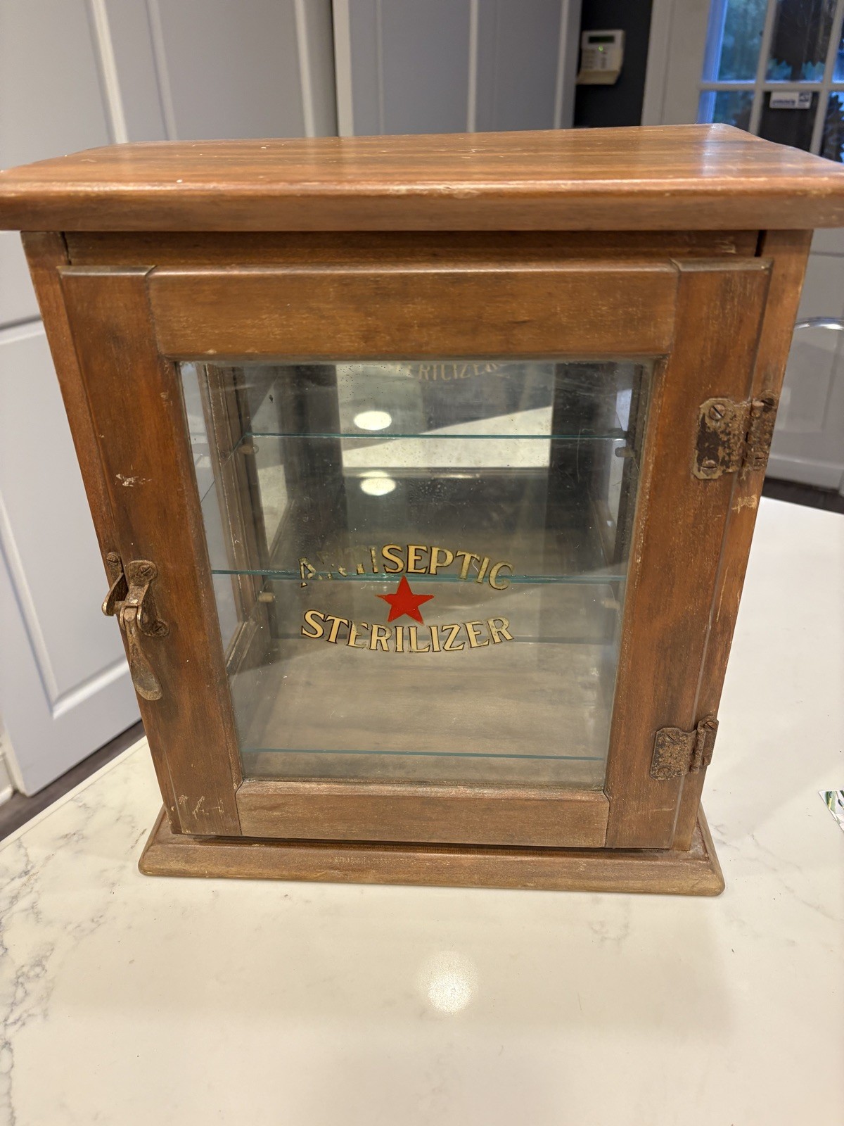 Early 1900s Antiseptic Sterilizer Cabinet, Oak Wood, Doctor,  Barber, Pharmacy