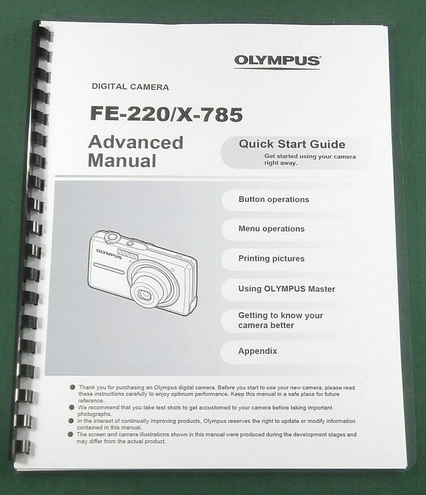 Olympus FE-220 Instruction Manual: 76 Pages & Protective Covers!