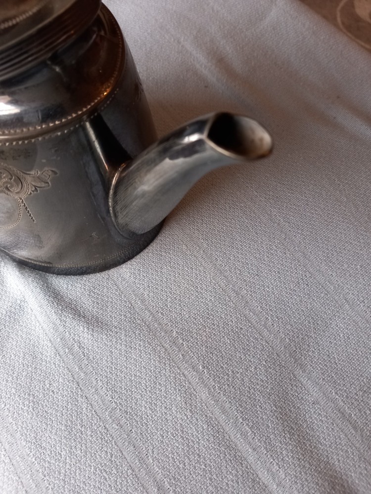 AW & JH Silver Plated Teapot, Ebony Handle, Model 2250.